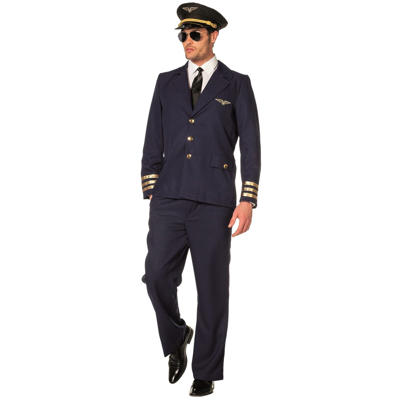 BINQILIN Piloten-Kapitän-Kostüm-Set, Fliegerbrille, Abzeichen, Hut und  Krawatte, Piloten-Dress Up-Zubehör-Set